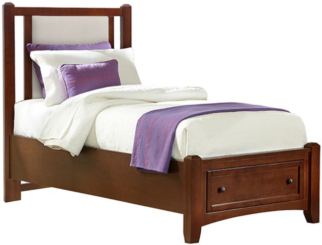 Vaughan-Bassett Bonanza Cherry/Linen Twin Upholstered Panel Storage Bed-0