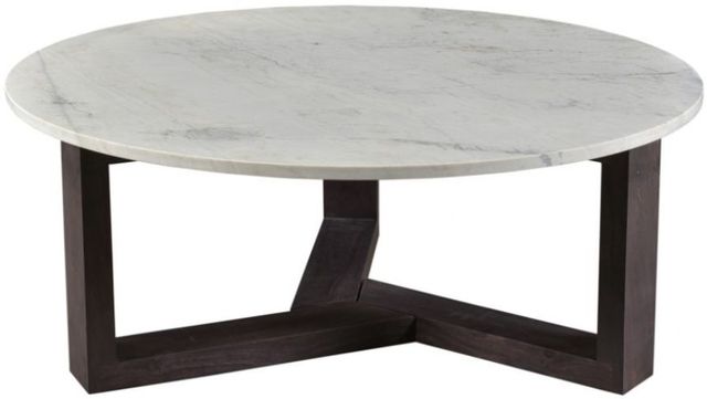 Moe's Home Collection Jinxx Charcoal Grey Coffee Table with Marble Top-1