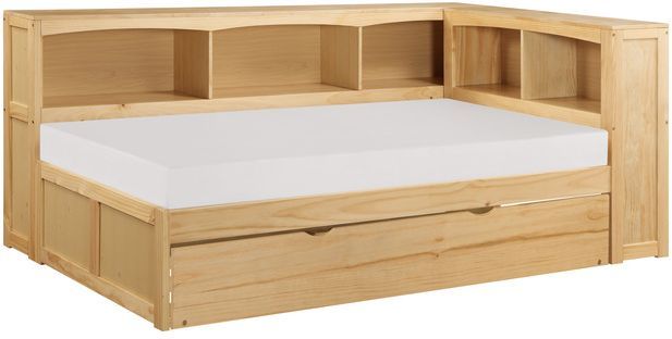 Homelegance® Bartly Natural Pine Youth Twin Bookcase Corner Bed with Twin Trundle-0
