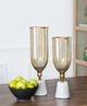 A & B Home Gold/White Glass Tapered Vase with Marble Base-4