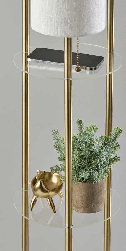 Adesso® Trio Antique Brass Shelf Floor Lamp-4
