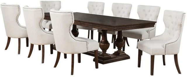 Coaster® Ridgewell 9-Piece Cream/Dark Oak Trestle Dining Set-0