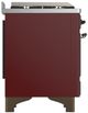 Ilve® Majestic III 40" Burgundy Pro Style Dual Fuel Natural Gas Range with Triple Glass Door and Burnished Trim-3