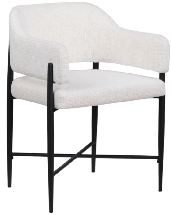 Meridian Furniture Dame Cream/Black Upholstered Dining Arm Chair-0