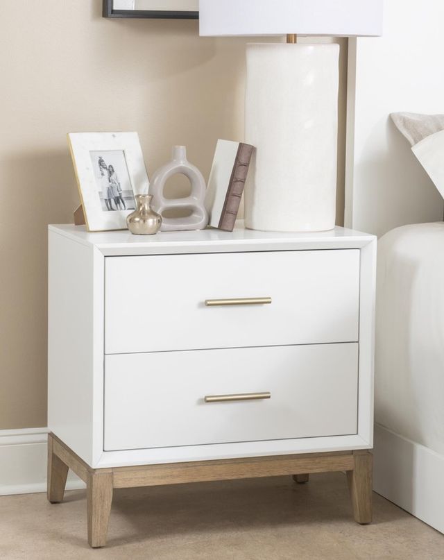 Legacy Classic Melrose Cloud White/Dessert Oak 2-Drawer Nightstand-2