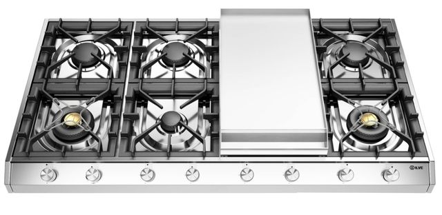 Ilve® Professional Plus II 48'' Stainless Steel Liquid Propane Gas Cooktop with Griddle-0