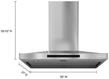 KitchenAid® 36'' Stainless Steel Island Mount Canopy Range Hood-2
