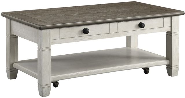 Homelegance® Granby Antique White Cocktail Table with Rosy Brown Top -0