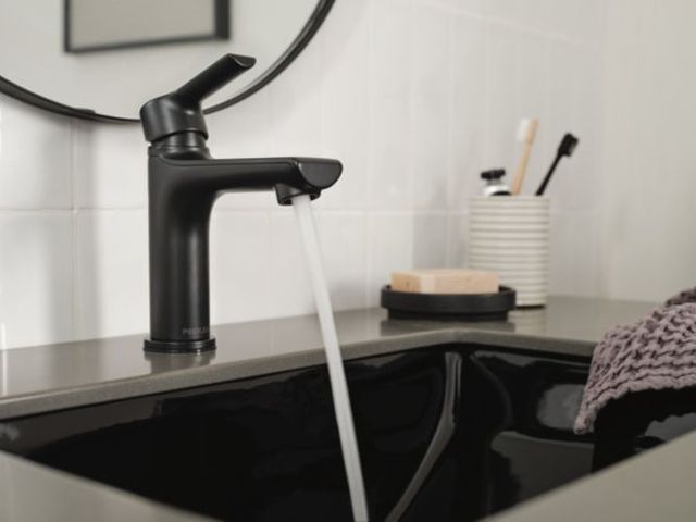 Peerless Flute™ Matte Black 8" Single Top Handle Lavatory Faucet-2