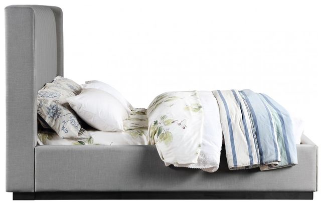 Meridian Furniture Logan Grey Full Linen Textured Panel Bed-2