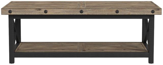 Flexsteel® Carpenter Light Brown Rectangular Coffee Table with Black Metal Frames-2