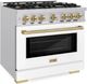 ZLINE Select Autograph Edition 36" Stainless Steel Pro Style Dual Fuel Range with White Matte Door and Champagne Bronze Accents-2