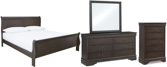 Signature Design by Ashley® Leewarden 4-Piece Dark Brown California King Sleigh Bed Set-0