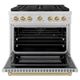 ZLINE Autograph Edition Paramount 36" Stainless Steel Pro Style Dual Fuel Range with Champagne Bronze Accents-1