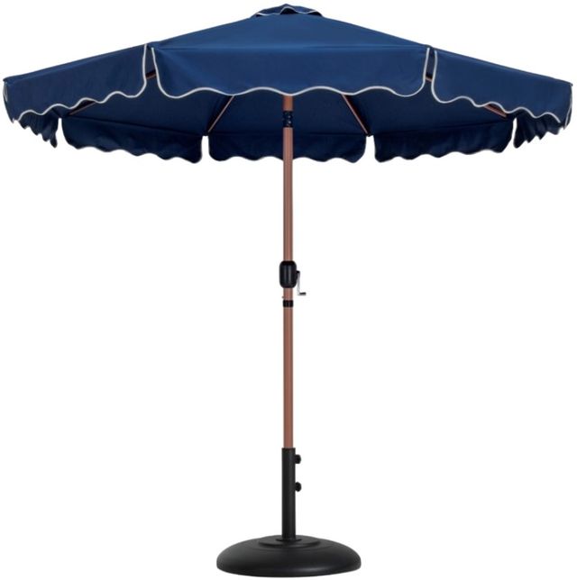 Meridian Furniture Amalfi Navy Aluminum Outdoor Patio Umbrella with Round Base-0