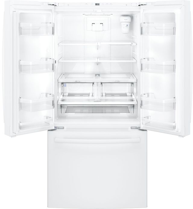 GE® 18.6 Cu. Ft. White Counter Depth French Door Refrigerator-1