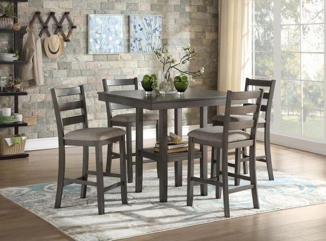 Mazin Furniture Sharon Gray 5 Piece Counter Height Dinette Set-0