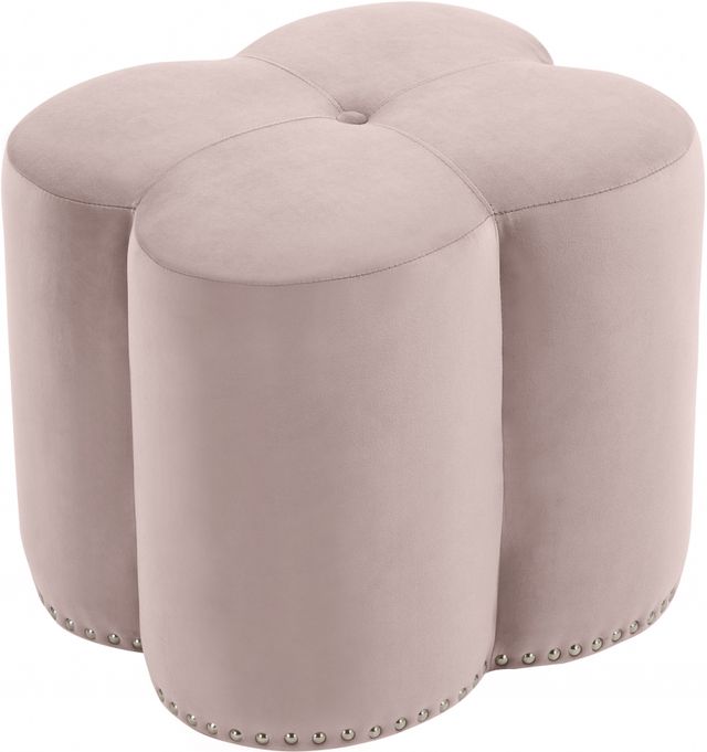 Meridian Furniture Clover Pink Velvet Ottoman-0