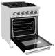 ZLINE Legacy 24" Stainless Steel Pro Style Dual Fuel Range with 4 Burner Gas Cooktop and Electric Convection Oven in White Matte Door-3