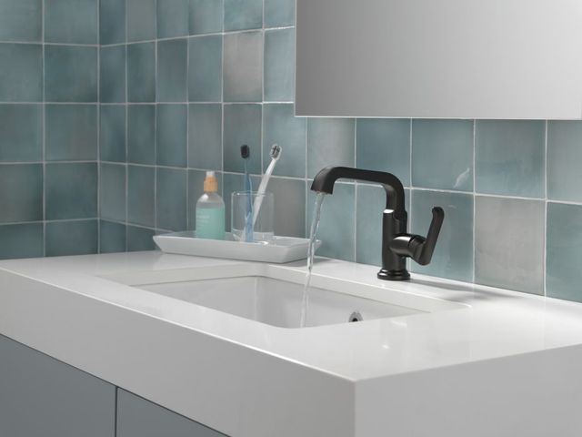 Delta Tetra™ Matte Black 7" Single Handle Bathroom Faucet-2