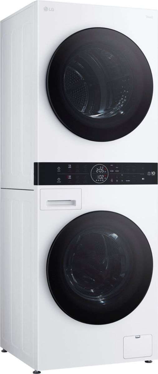 LG 2.4 Cu. Ft. Washer, 4.2 Cu. Ft. Dryer White Stack Laundry-1