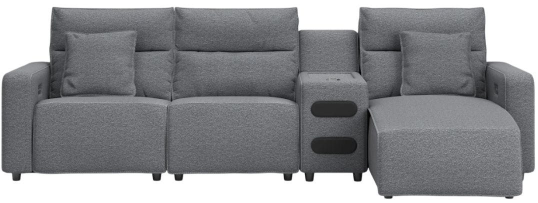 Signature Design by Ashley® Modmax II 4-Piece Pepper/Salt Power Reclining Right-Arm Facing Sectional and Chaise with Audio Console