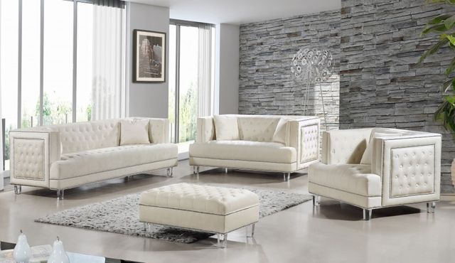 Meridian Furniture Lucas Cream Upholstered Ottoman-2