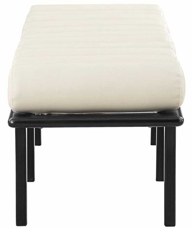 Meridian Furniture Landon Cream/Black Vegan Leather Bench-1