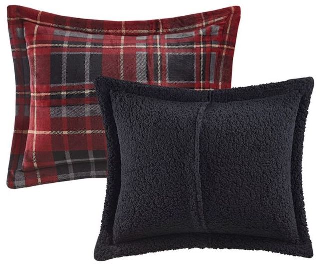 Olliix by Woolrich Alton Red Plaid Twin Plush to Sherpa Down Alternative Comforter Set-2