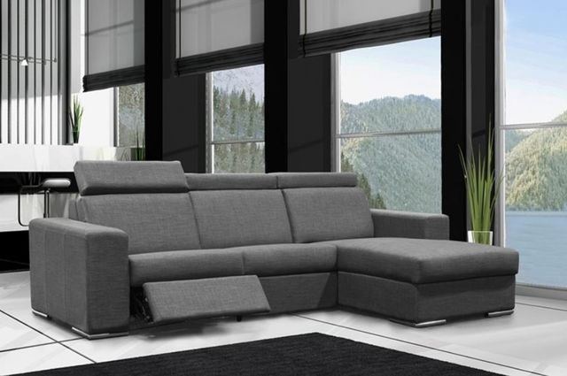 Fornirama 4610 3-Piece Gray Reclining Sectional with Adjustable Headrest Set-1
