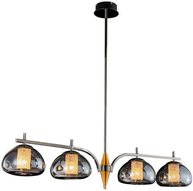 Michael Amini® Ember Black/Gold 4-Light LED Chandelier-0