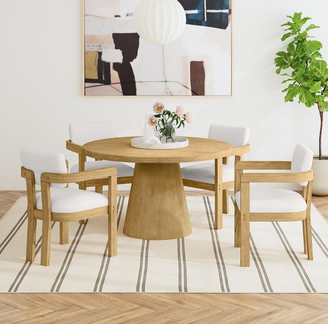 Elements International Portland Natural/Snow White Dining Chair-1