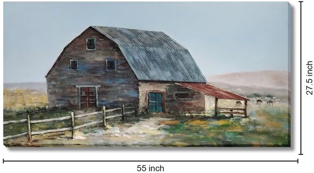 Classy Living Contemplative Pastoral Charm Barnscape Wall Art-2