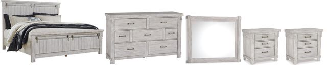 Signature Design by Ashley® Brashland 5-Piece White California King Panel Bed Set-0