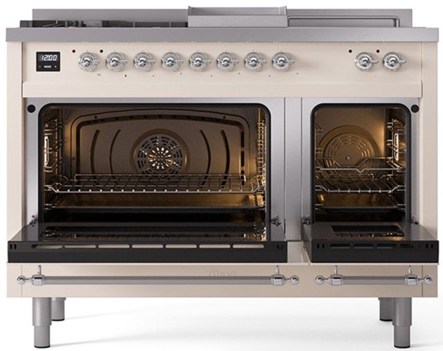 Ilve® Nostalgie II Series 48" Antique White Pro Style Dual Fuel Range-1