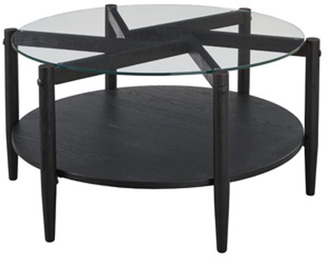 Signature Design by Ashley® Westmoro Glass Top Coffee Table with Black Base -0
