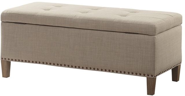 Olliix by Madison Park Light Taupe Shandra II Tufted Top Storage Bench-1