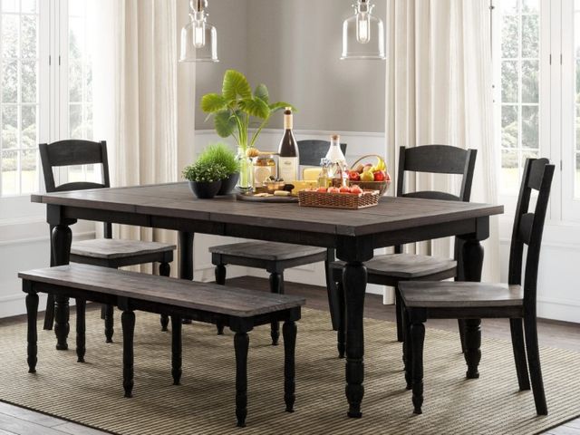 Jofran Inc. Madison County Brown Extension Dining Table with Vintage Black Base-1