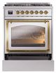 Ilve® Nostalgie II Noblesse 30" Stainless Steel Pro Style Dual Fuel Range with Brass Trim-3