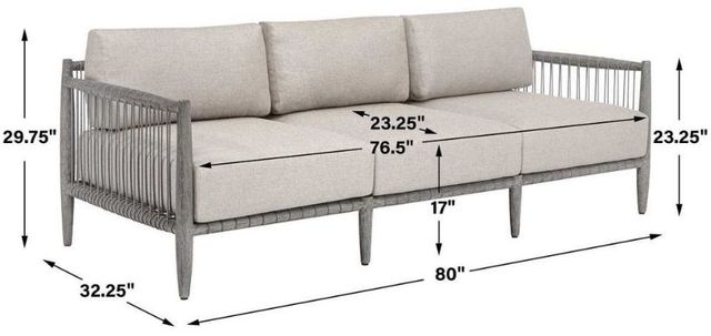 Uttermost® Borneo Dark Gray/Dove Wooden Outdoor Sofa-2