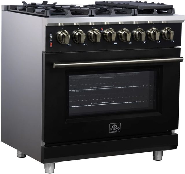 FORNO® Massimo Series Alta Qualita 36" Black Pro Style Dual Fuel Range-2