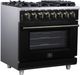 FORNO® Massimo Series Alta Qualita 36" Black Pro Style Dual Fuel Range-2
