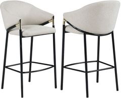 Coaster® Chadwick 2-Piece Beige/Glossy Black Sloped Arm Bar Stools