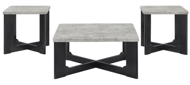 Crown Mark Royce 3-Piece Black/Gray Occasional Table Set-0