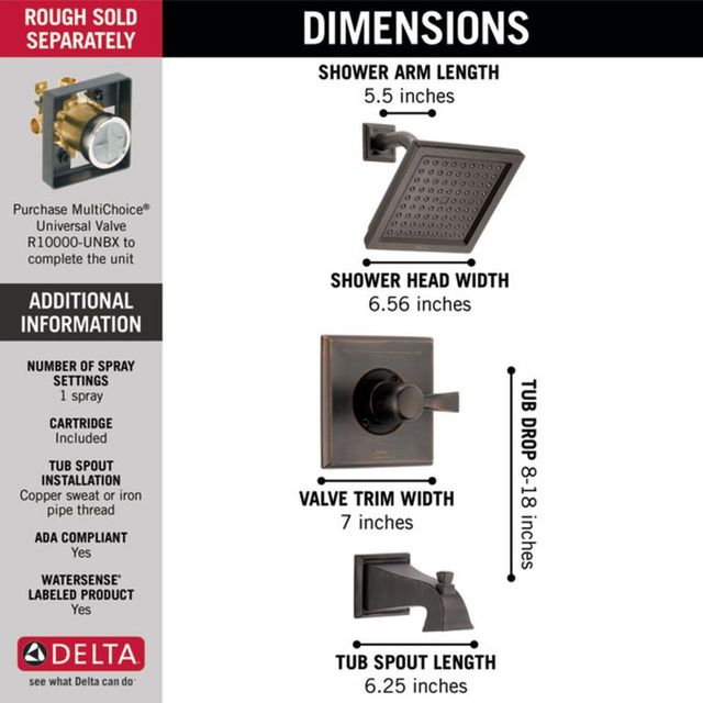Delta Dryden® Monitor® 14 Series Venetian Bronze Tub and Shower Trim-4