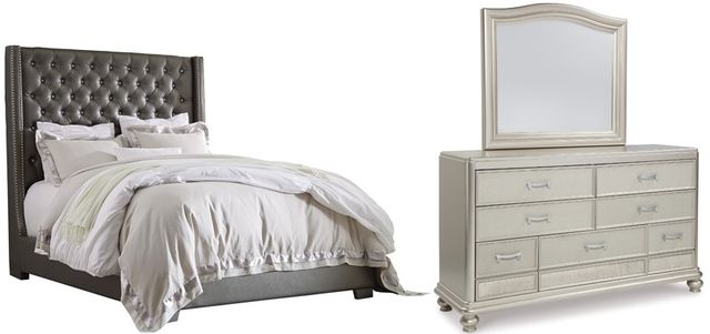 Signature Design by Ashley® Coralayne 3-Piece Gray King Upholstered Bed Set-0