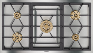 Front view of the Gaggenau Vario 400 Series 36" Stainless Steel Gas Cooktop