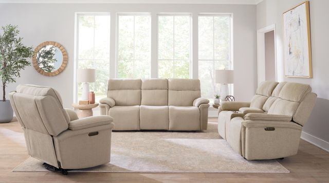 Bassett® Furniture Club Level Andre Oatmeal Power Reclining Loveseat with Console-3