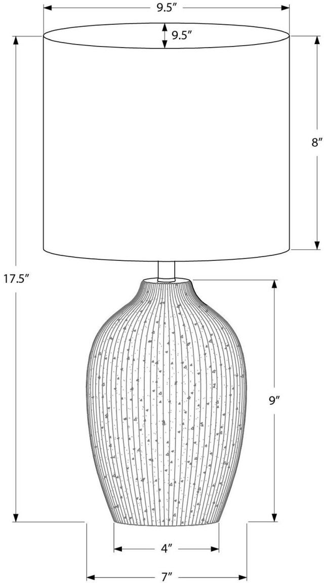 Monarch Specialties Inc. Grey Ceramic Table Lamp with Ivory Shade-1