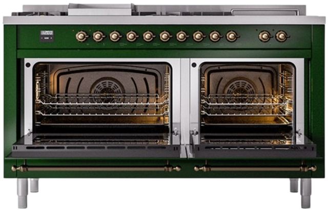 Ilve® Nostalgie II Series 60" Emerald Green Pro Style Dual Fuel Range-1